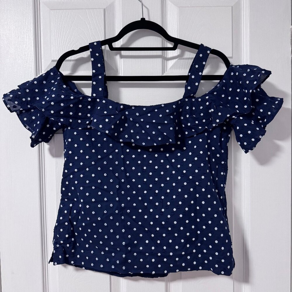 J.Crew Polka-dot Shoulder Top